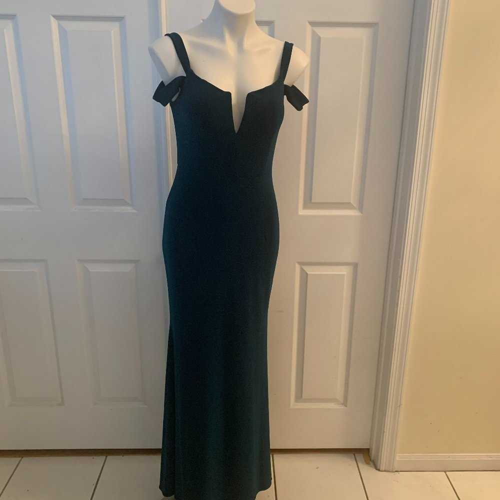 A-Line Off the Shoulder Floor-Length Dress - Teal
